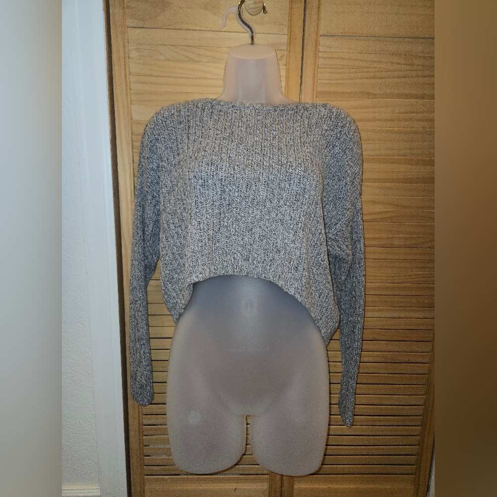 Gray Knit Crop Top Sweater